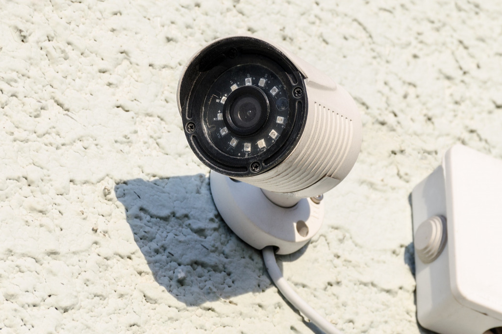 Street camera surveillance. Cctv street.